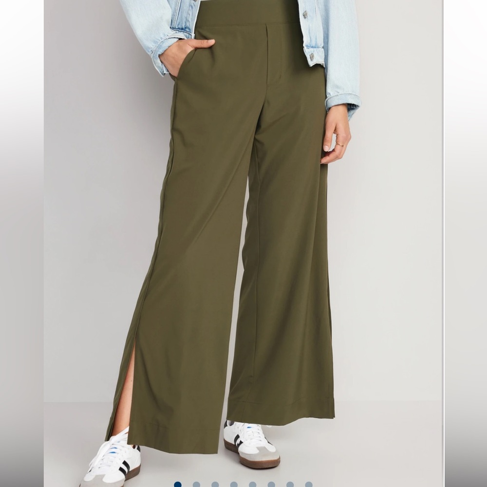 Old Navy High-Waisted StretchTech Wide-Leg Pants Army Green Size med NWT